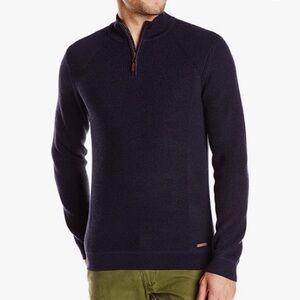 Ted Baker Men's Navy Hardmun Half Zip Knitted Sweater Size 2XL